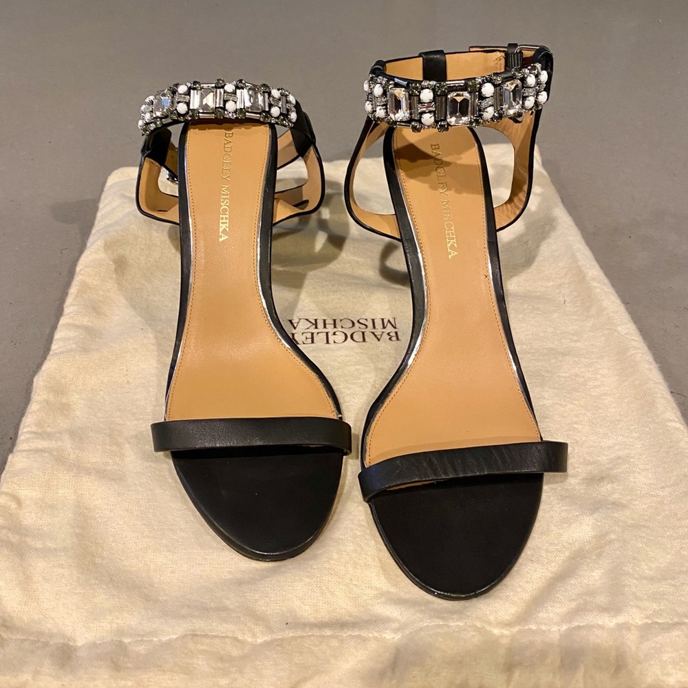 NEW Badgley Mischka heels - black with embellished ankle (women’s size 9.5)